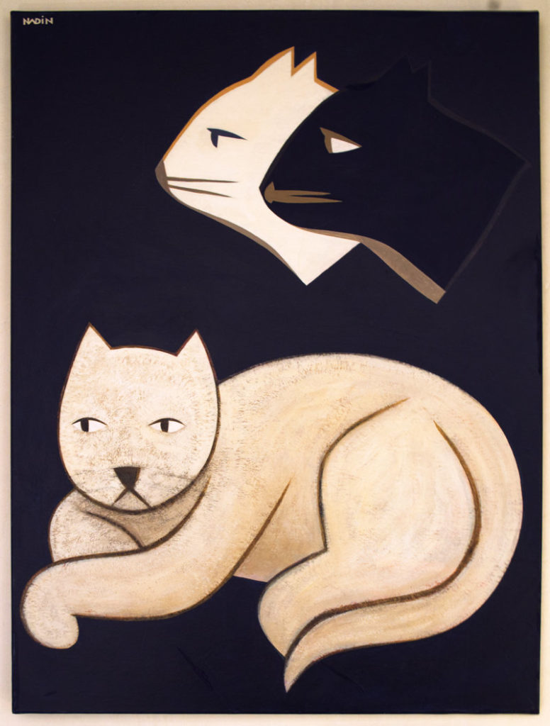 Sébastien Nadin, Chat rêvant de chats, 2012, 60 x 80 cm , acrylique, 799 € atelier Bourgogne