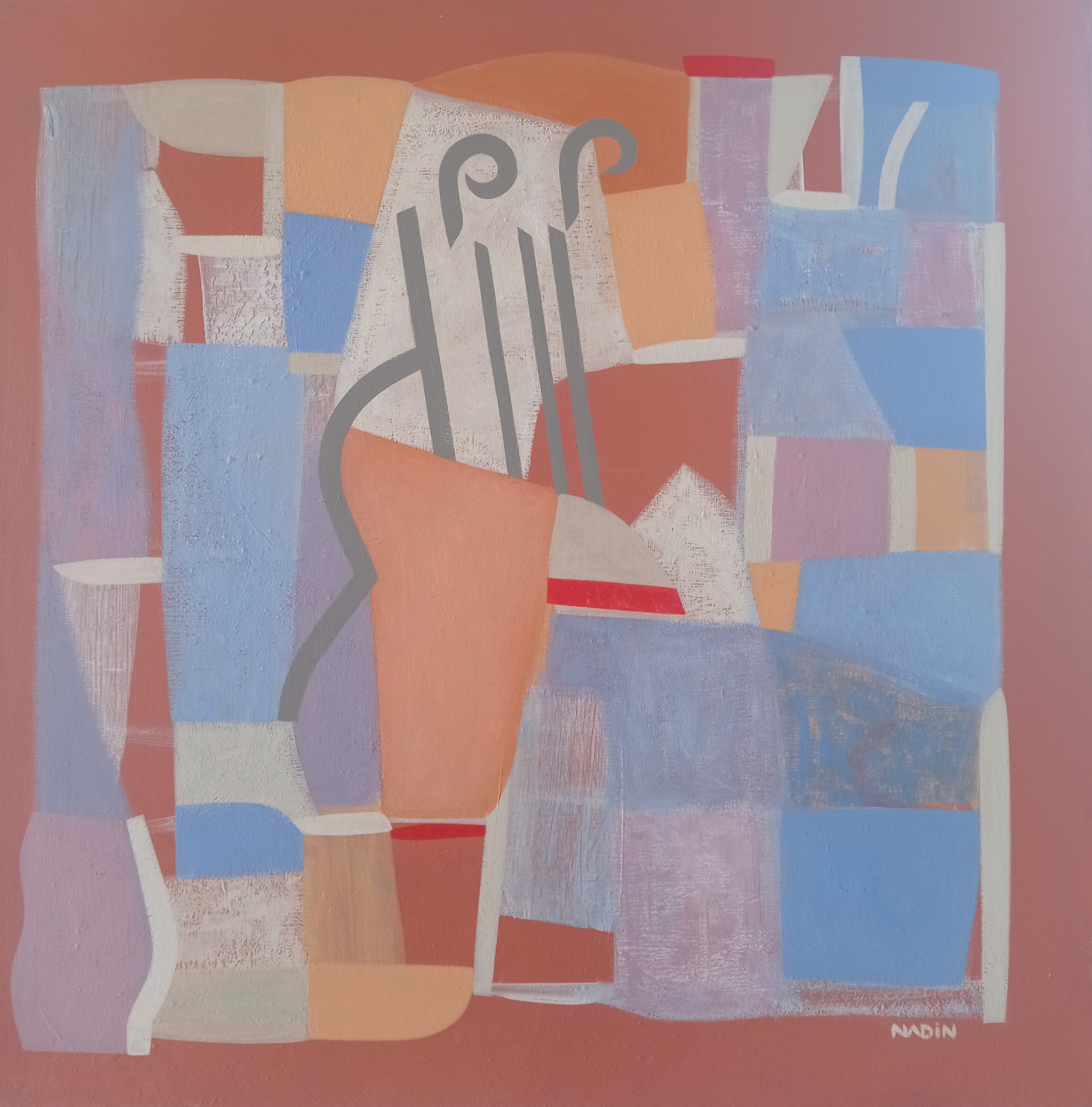 Nadin, D’après Braque , 2021, acrylique sur toile, 50 x 50